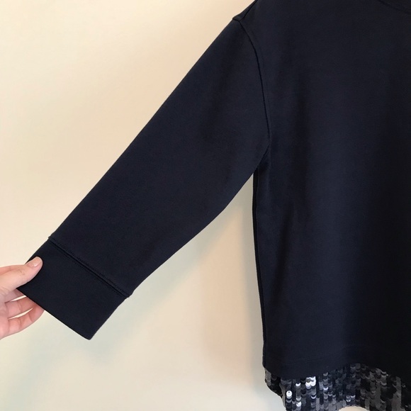J. Crew Sequin Trim Sweatshirt Navy Blue - Picture 4 of 7